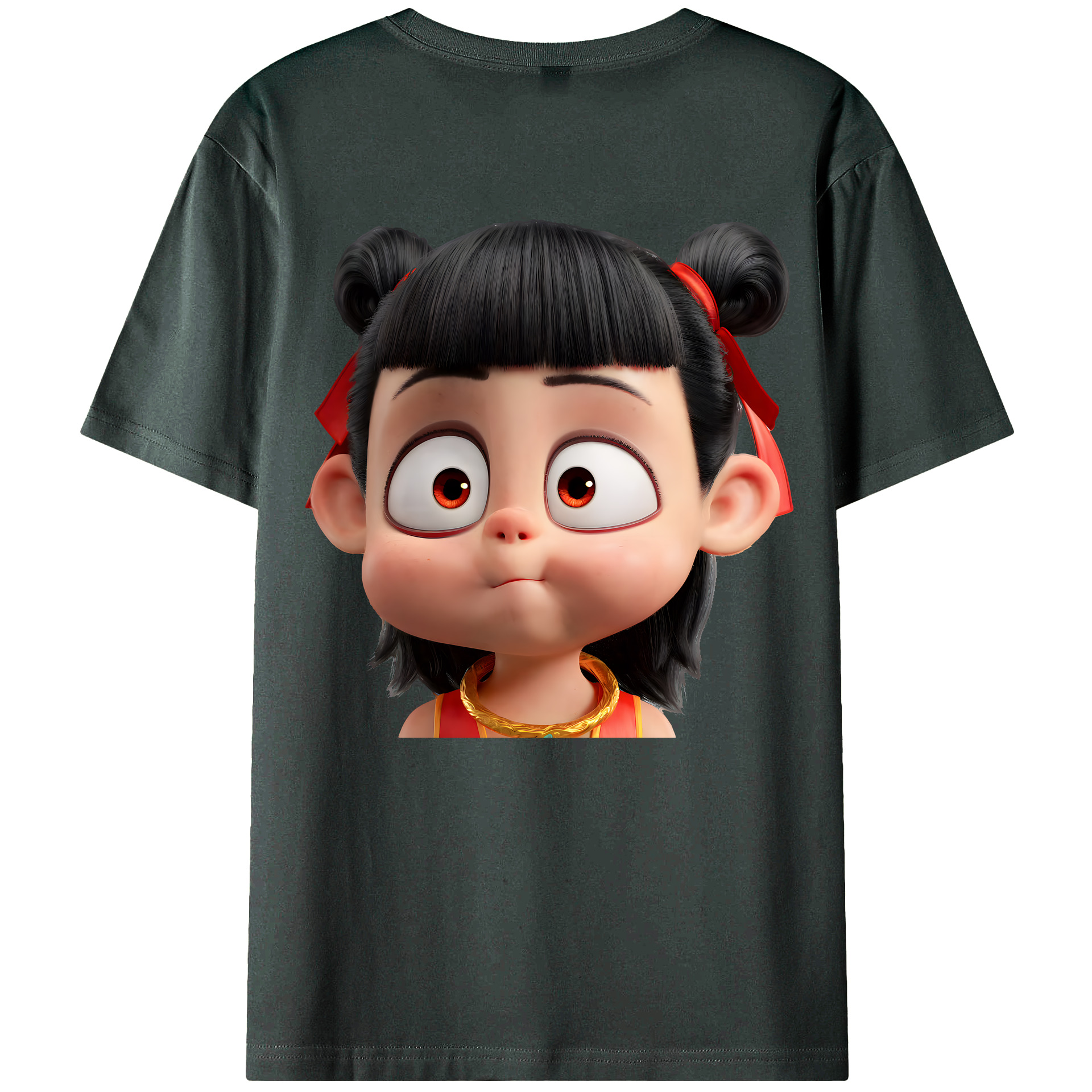 （画像用） Ne Zha 2 ナタ 魔童の大暴れ 綿100％ メンズ半袖Tシャツ（バックプリント） 通気性